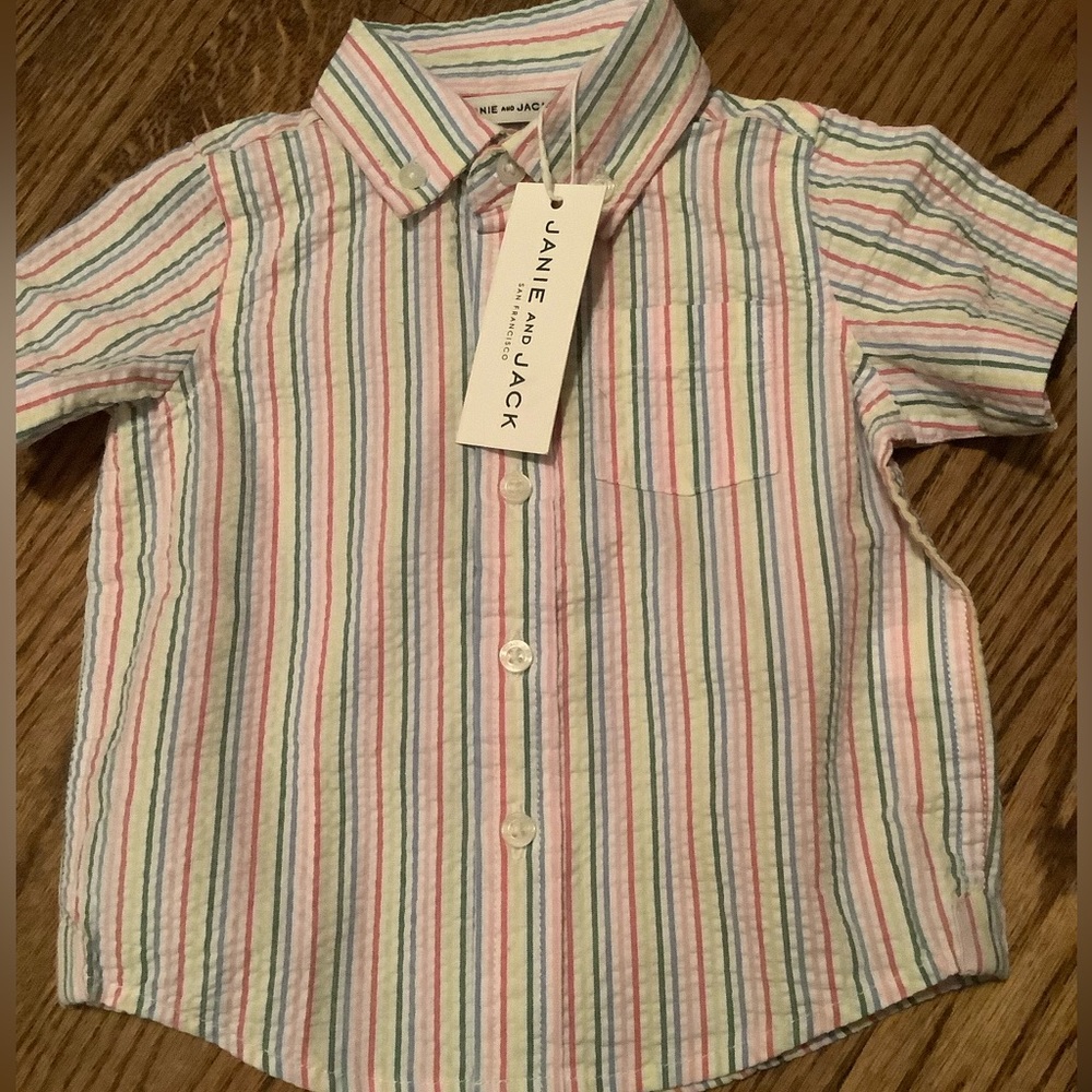 NWT Janie and Jack Striped Seersucker Shirt
